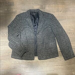 Ann Taylor Classic Black and White Checkered Blazer